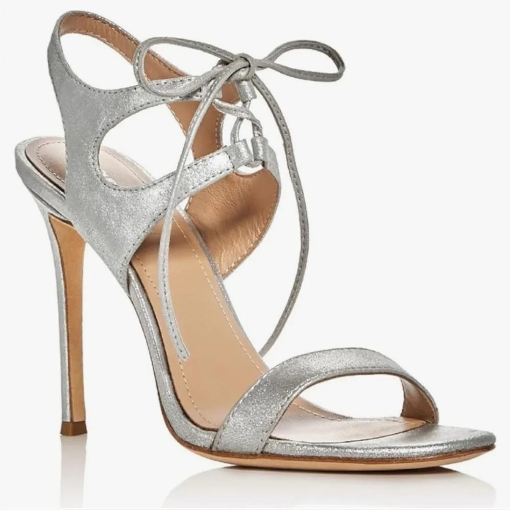 Silver Pour La Victoire Leather High Heel Sandals